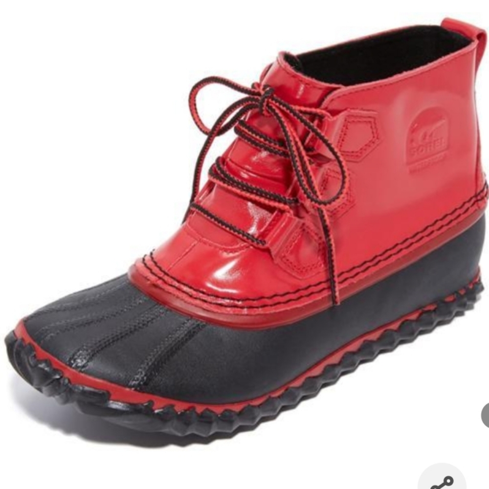 Sorel out n about rain boots red duck boot